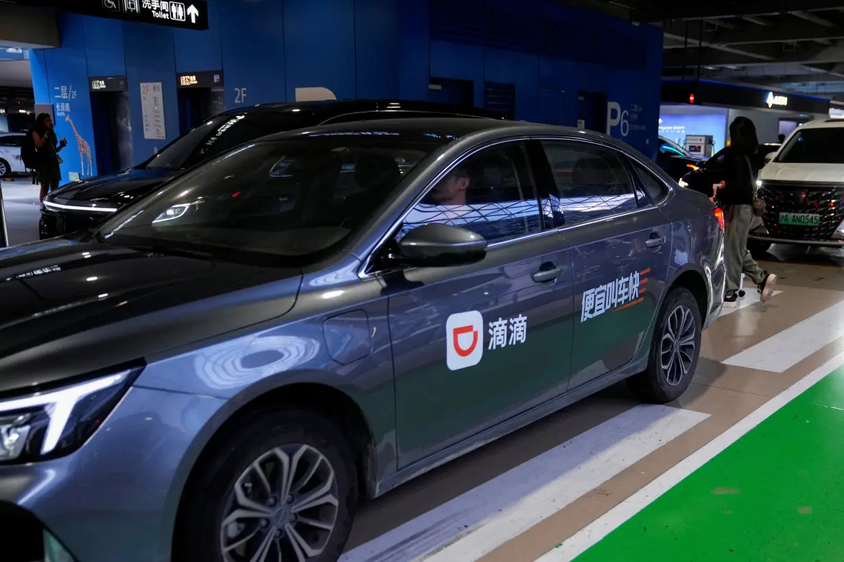 A car of Chinese ride-hailing service Didi is seen at the Shanghai Hongqiao International Airport in Shanghai