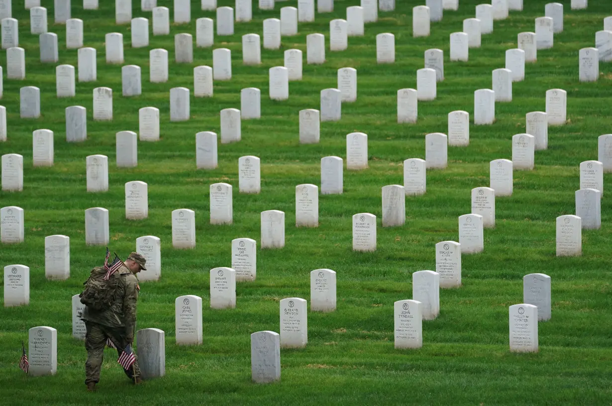 Flags-in ceremony at Arlington National Cemetery in Virginia