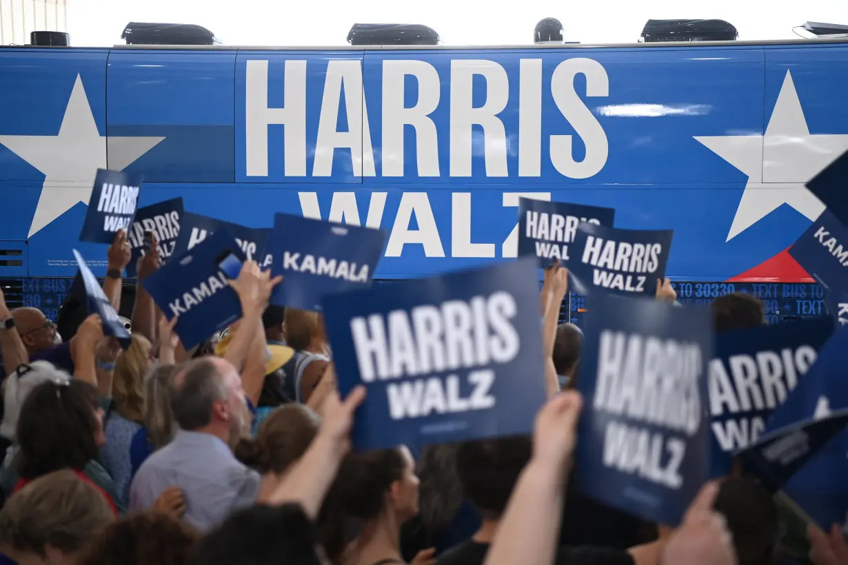 Democratic presidential candidate Harris and her running mate Walz make a four-stop bus tour of western Pennsylvania