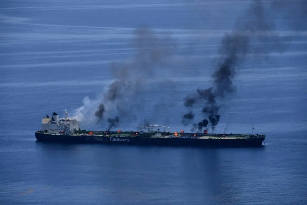 FILE PHOTO: Sounion oil tanker on fire in Red Sea