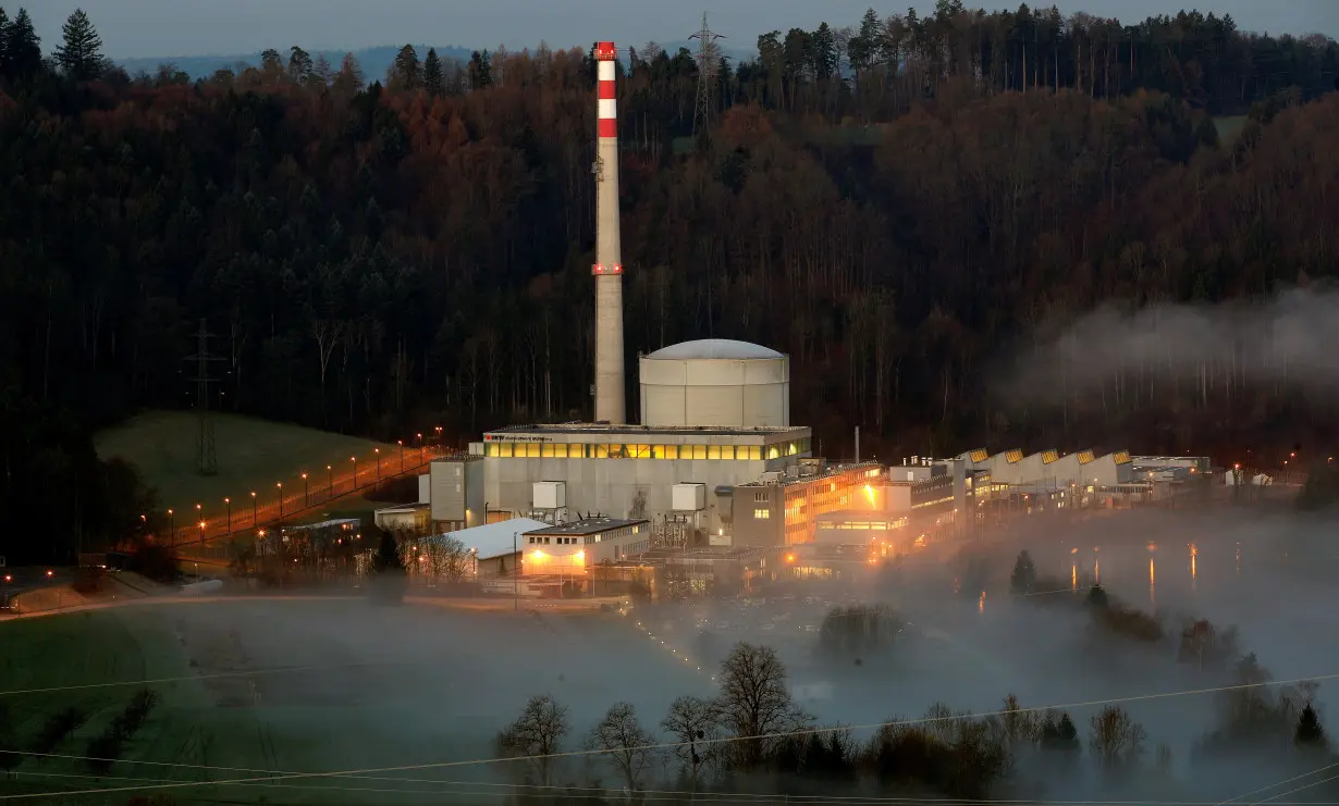 Swiss energy company BKW's Muehleberg nuclear power plant and the Aare river are seen in Muehleberg