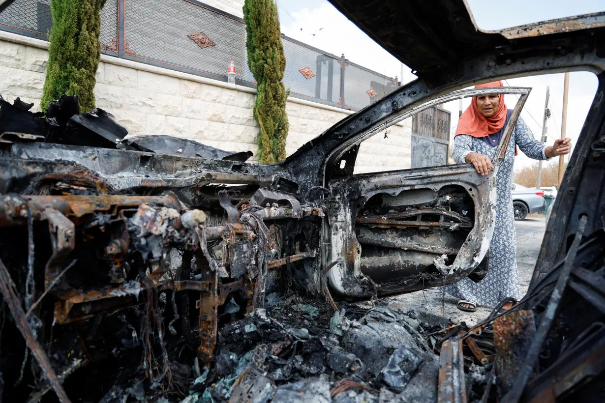 Aftermath of an Israeli settlers' attack in the village of Jeit