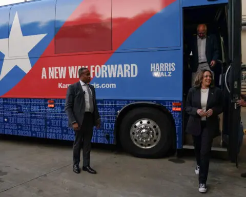 Harris and Walz start Georgia bus tour as Democrats' hopes rise