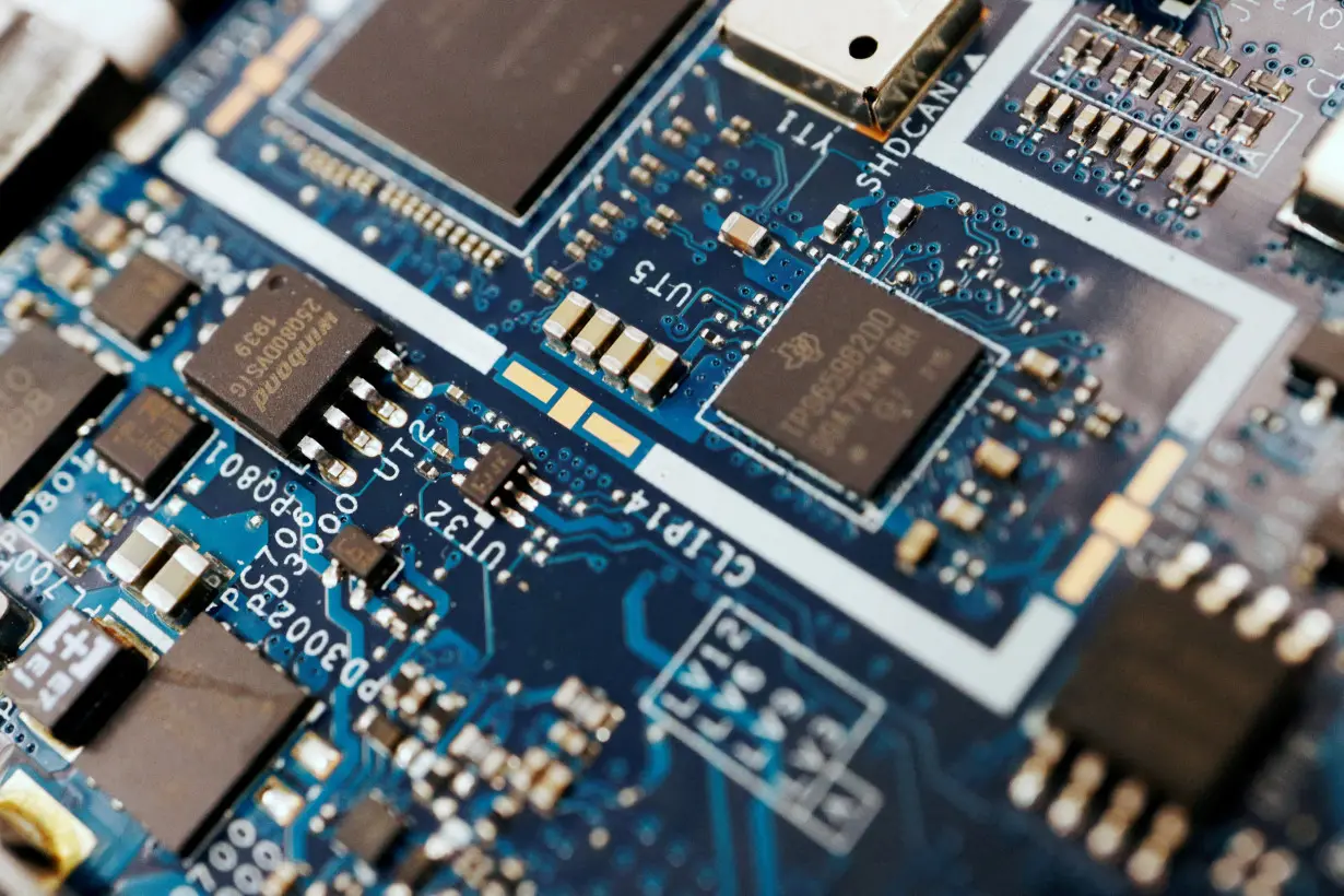 Illustration picture of semiconductor chips on a circuit board