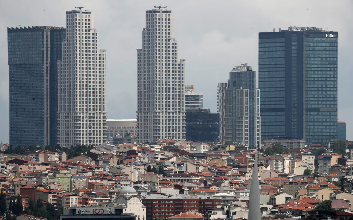 Business and residential buildings are seen in Istanbul's Sisli district