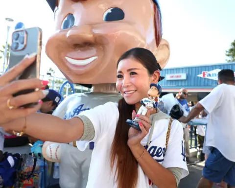 Shohei Ohtani and his dog, Decoy, star together at Dodger Stadium