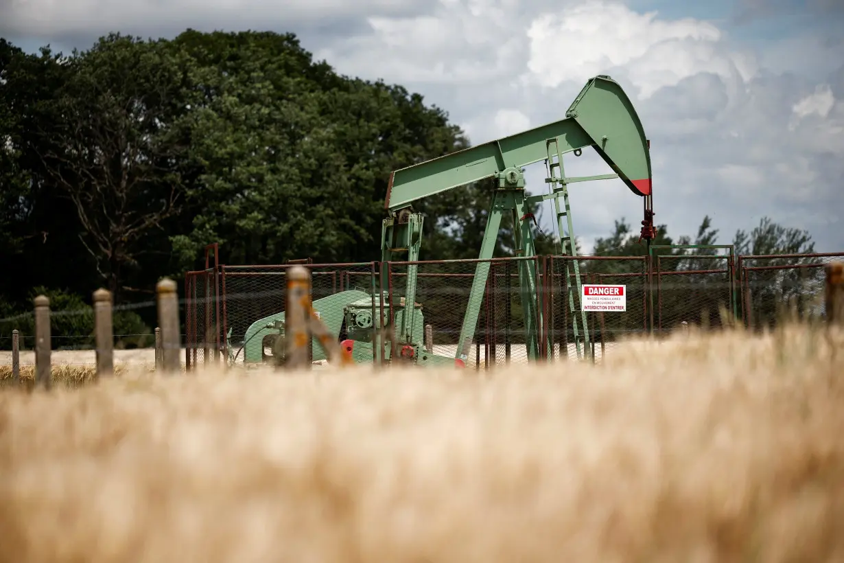 A pumpjack operates at the Vermilion Energy site in Trigueres