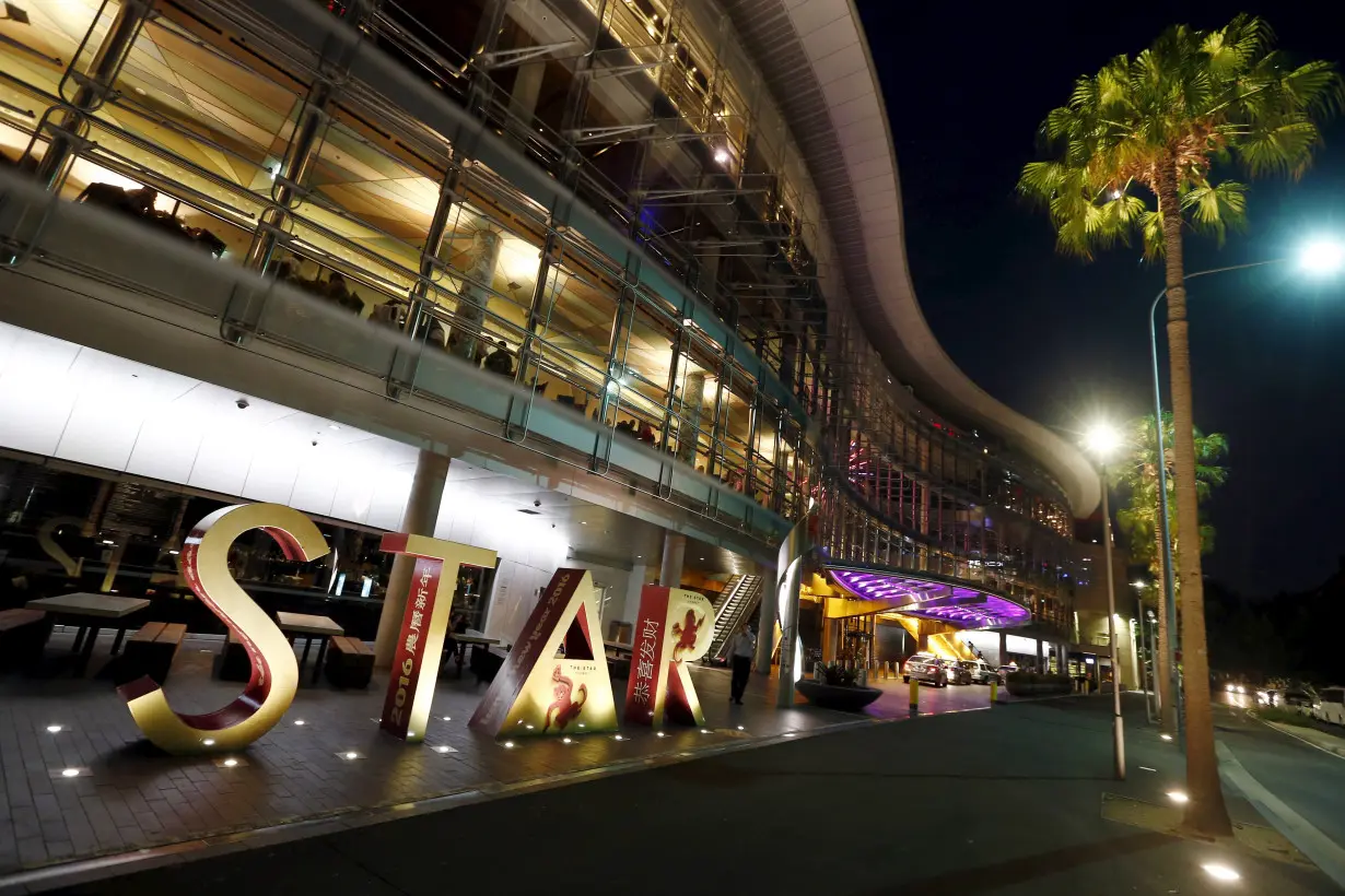 Sydney's Star Casino complex is seen illuminated at night