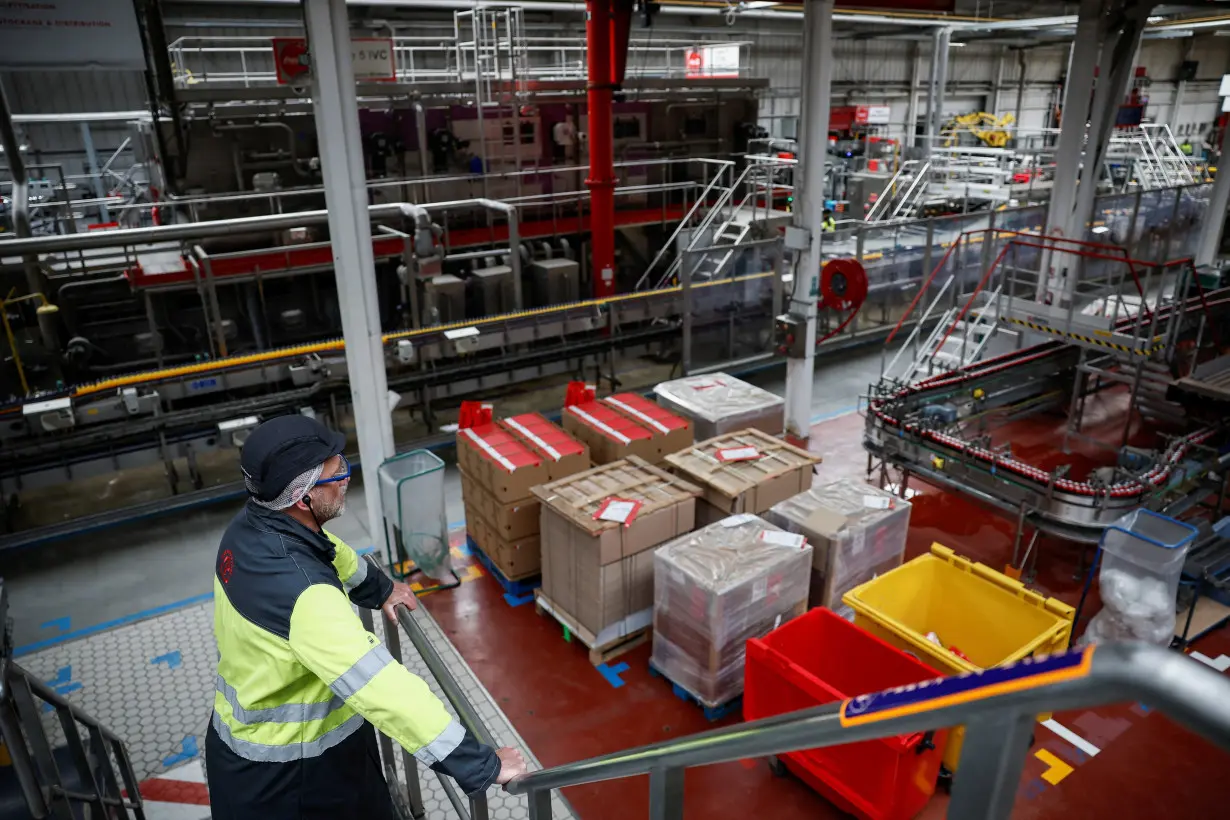 Production line at the Coca-Cola Europacific Partners bottling plant in Les Pennes-Mirabeau, near Marseille