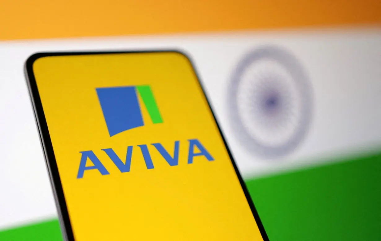 Illustration shows Indian flag and Aviva logo