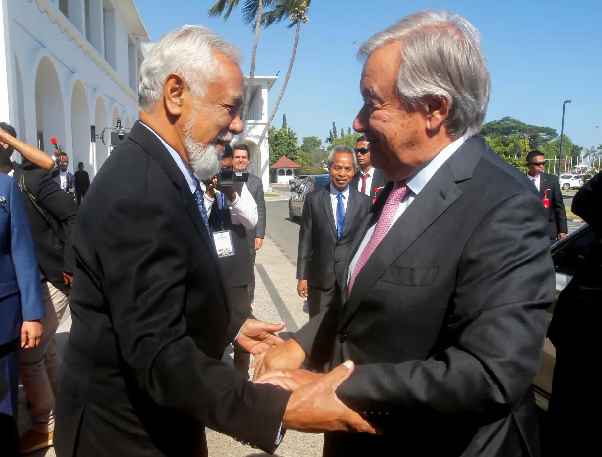 U.N. Secretary-General meets East Timor's Prime Minister Xanana Gusmao in Dili