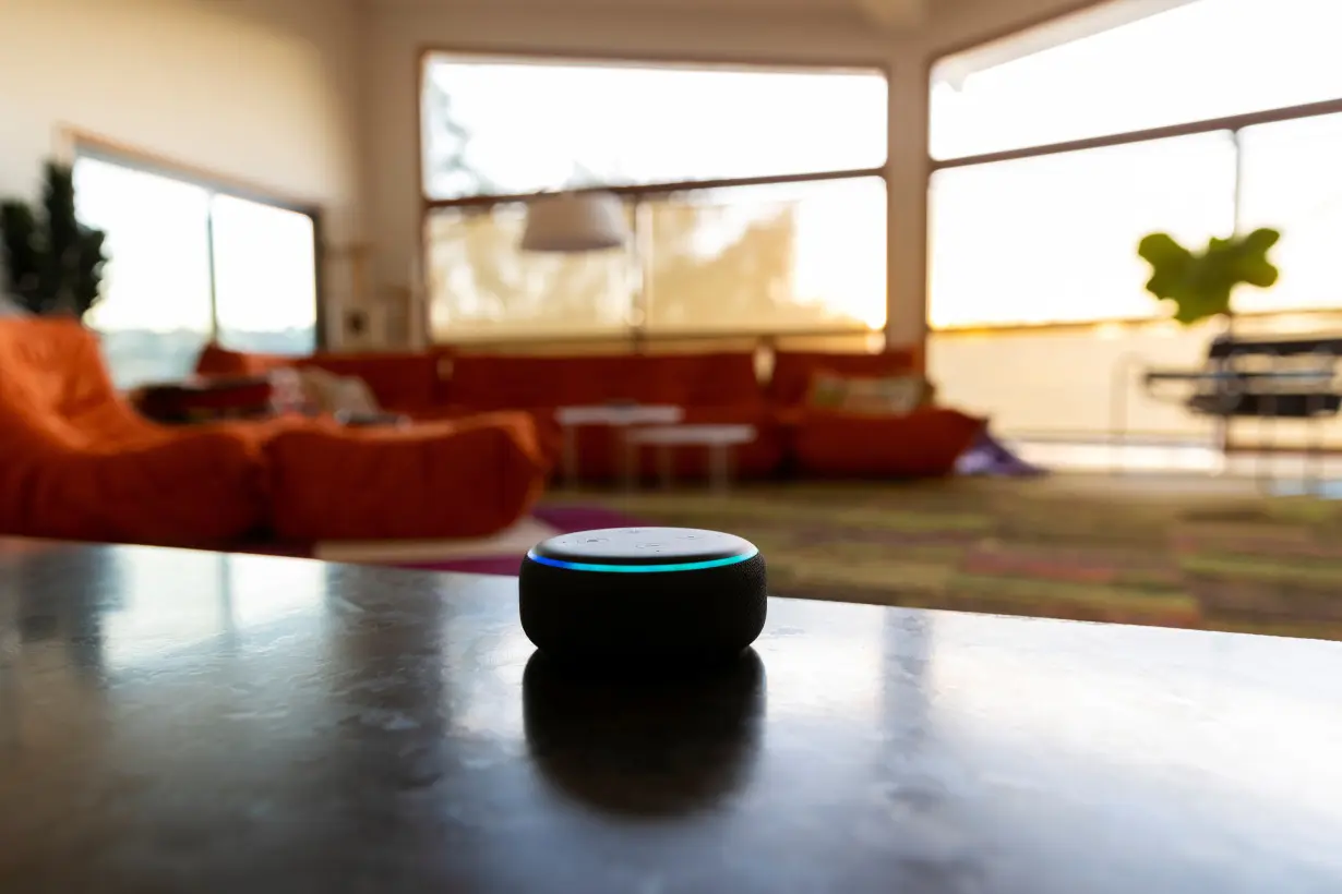 Amazon's DOT Alexa device is shown in this picture illustration