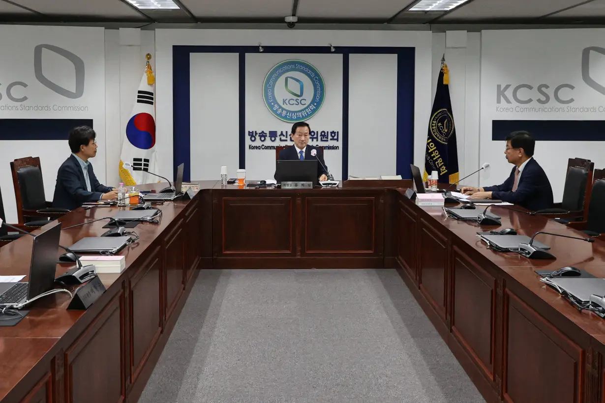 Chairperson of KCSC Ryu Hee-Lim presides over an urgent meeting on digital sex crimes in Seoul