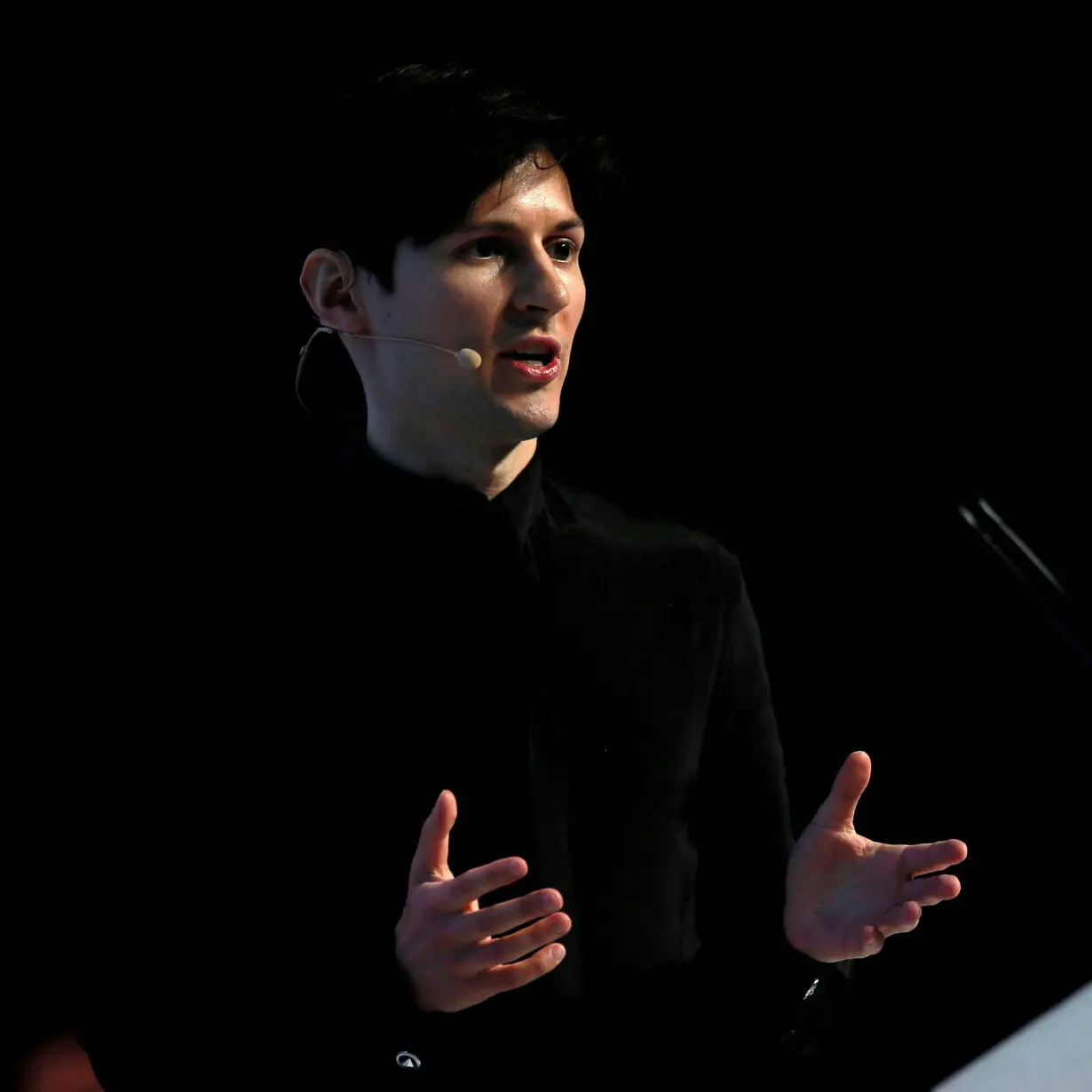 FILE PHOTO: Founder and CEO of Telegram Pavel Durov delivers a keynote speech during the Mobile World Congress in Barcelona