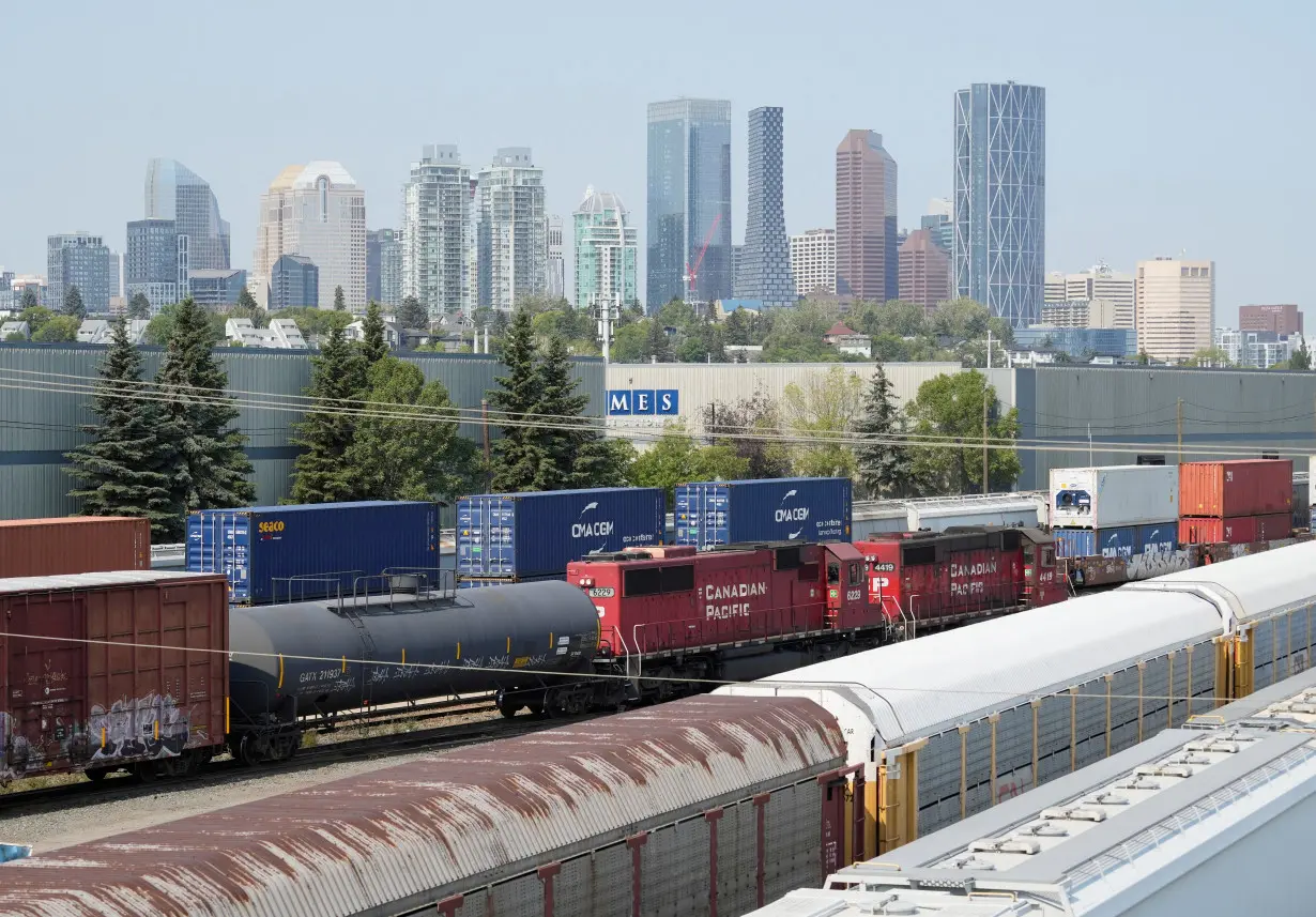 FILE PHOTO: Trains sit at CPKS Alyth yards near downtown Calgary after the Teamsters union workers were locked out by the company in Calgary