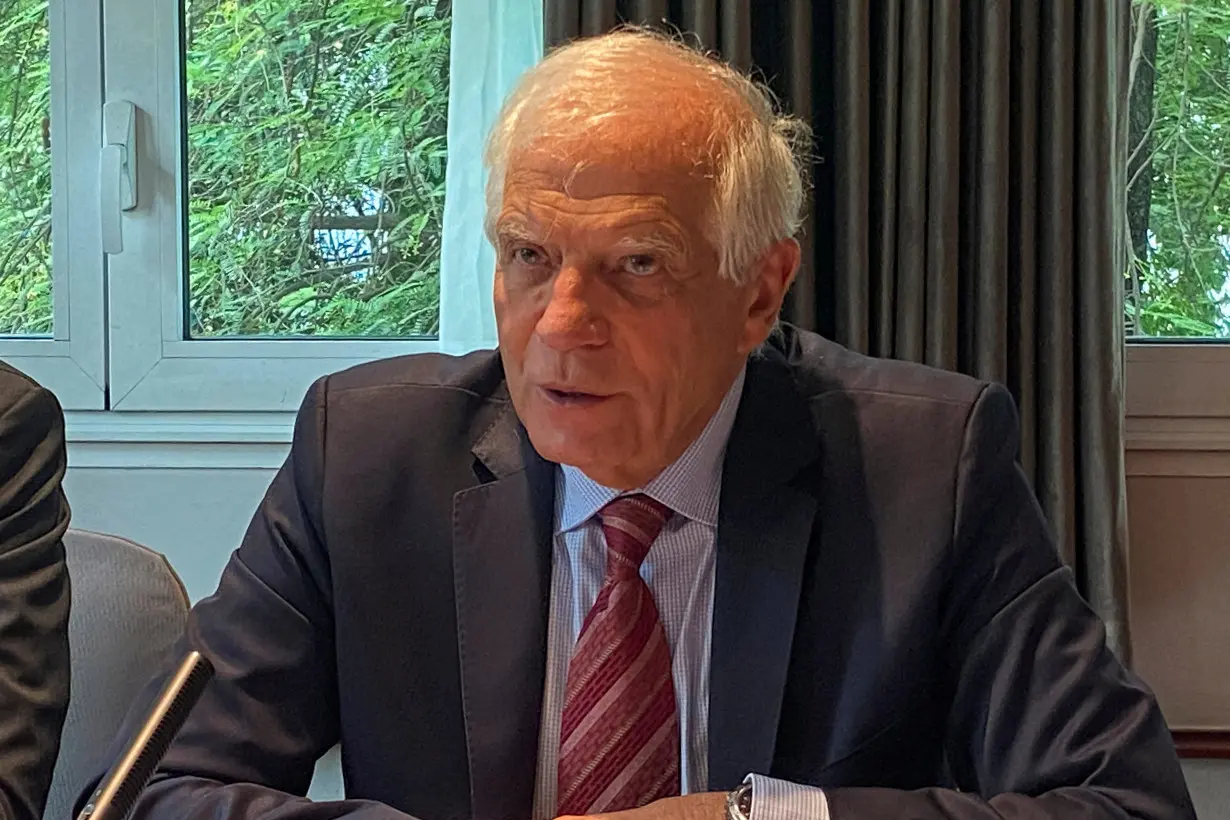 FILE PHOTO: EU High Representative for Foreign Affairs and Security Policy Borrell speaks during a press conference in Hanoi