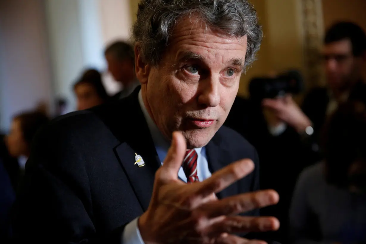 Senator Sherrod Brown speaks during a media briefing on Capitol Hill in Washington