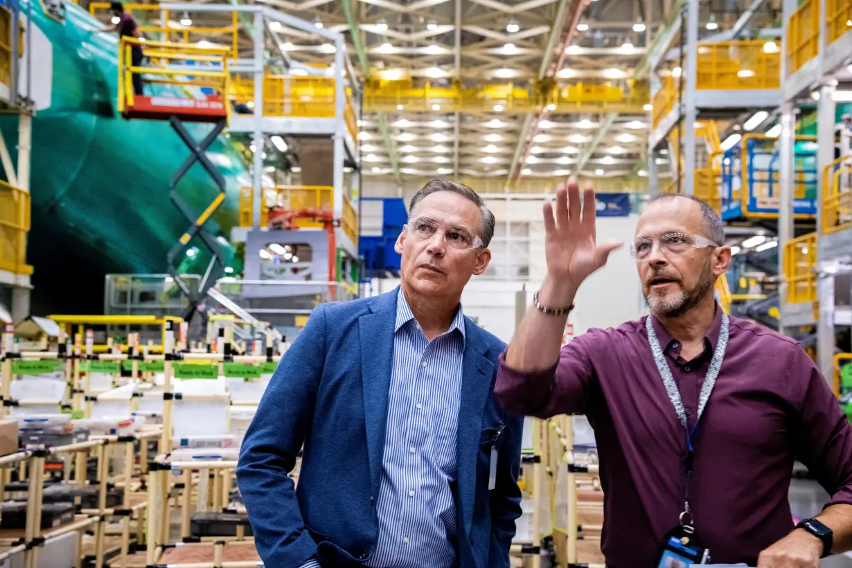 FILE PHOTO: Boeing's new CEO Kelly Ortberg visits the company's 767 and 777/777X programs' plant in Everett