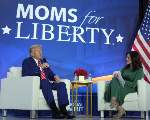 Trump questions acceptance of transgender people as he courts his base at Moms for Liberty gathering