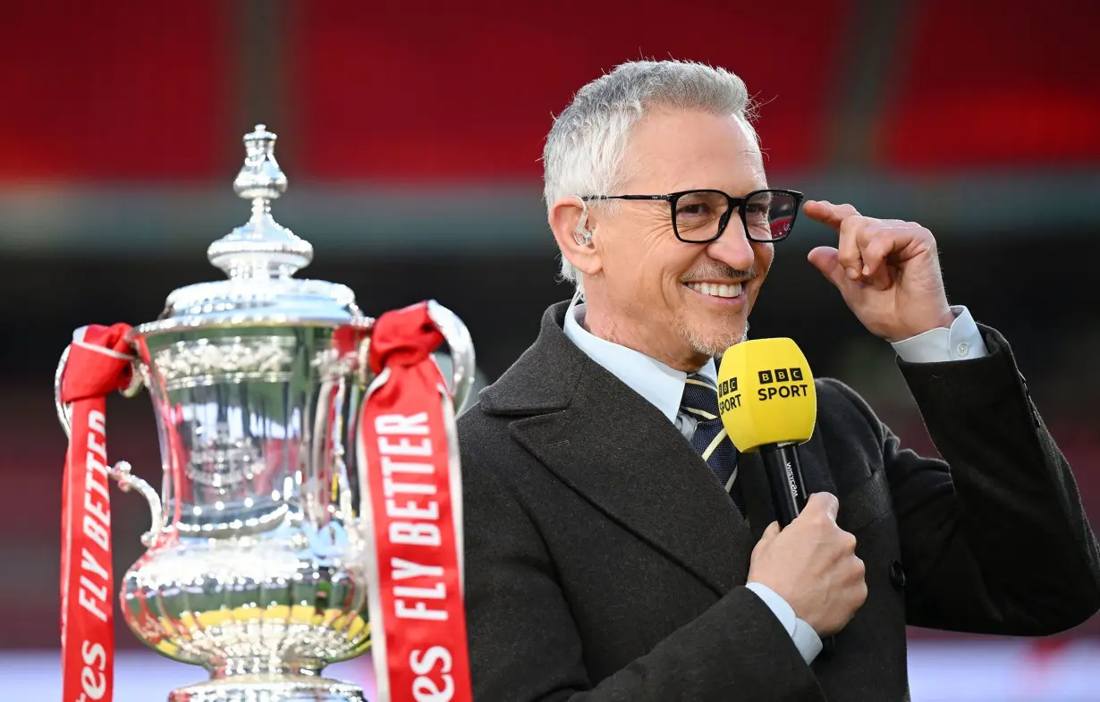 Gary Lineker looks on during last season's FA Cup semifinal between Manchester City and Chelsea.