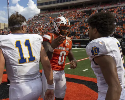 No. 17 Oklahoma State ends FCS champ South Dakota State's 29-game winning streak with 44-20 victory