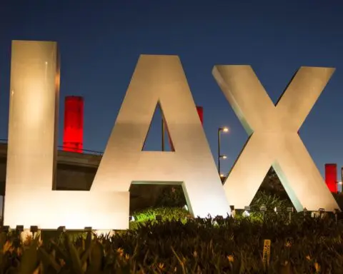 Shirtless man is arrested after running across tarmac at LAX