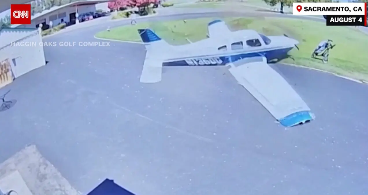 Video captures plane's emergency landing, crash at Sacramento-area golf course