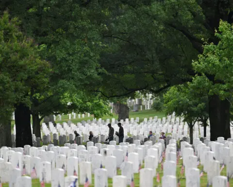 Harris calls Trump cemetery visit disrespectful 'political stunt'