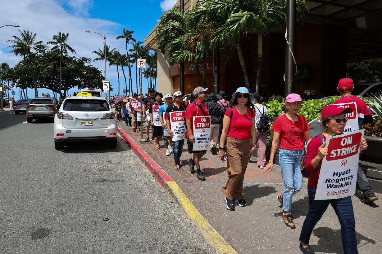 Hotel workers represented by the Unite Here union begin a multi-day strike in Honolulu