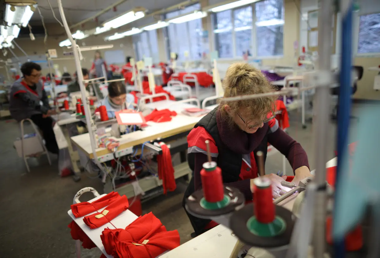 Women work in a garment factory in Rousse