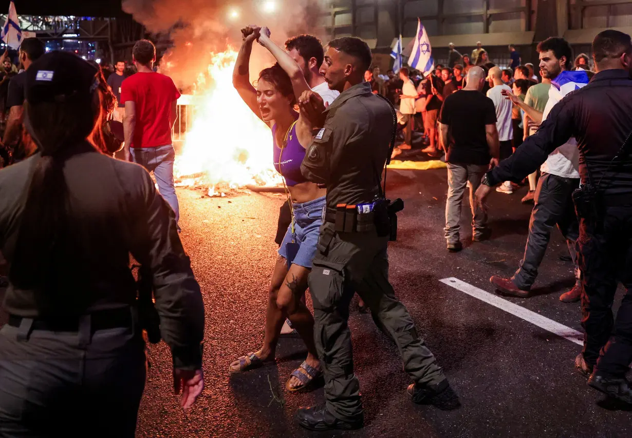 Protest against the government and in support for the hostages who were kidnapped during the deadly October 7 attack, in Tel Aviv