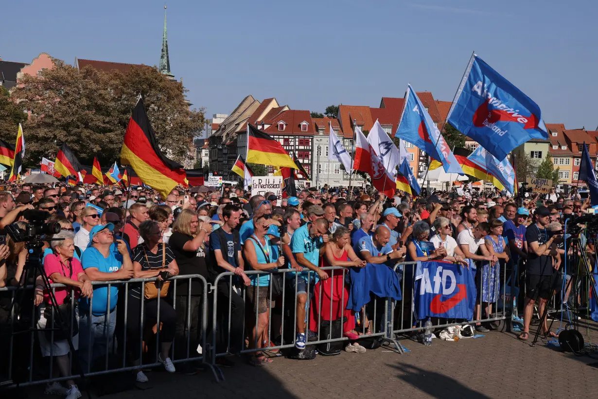 AfD supporters attend a rally in the eastern state of Thuringia.