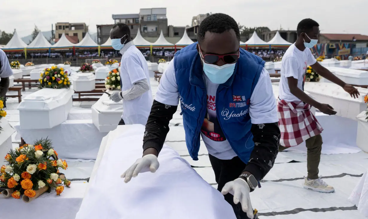 Congo holds mass funeral for victims of the fighting between the M23 rebels and the Congolese army, in Goma