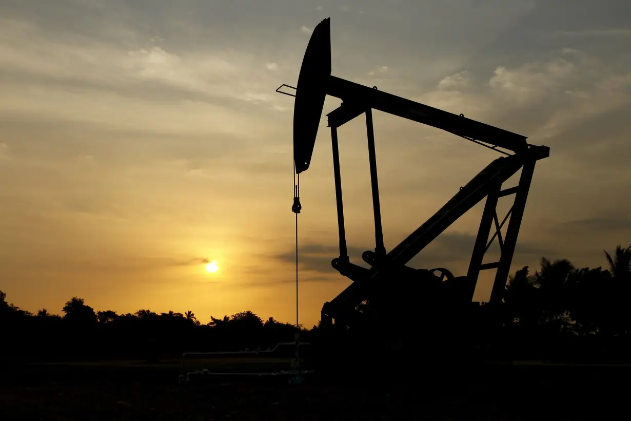 An oil pump is seen in Lagunillas, Ciudad Ojeda, in the state of Zulia