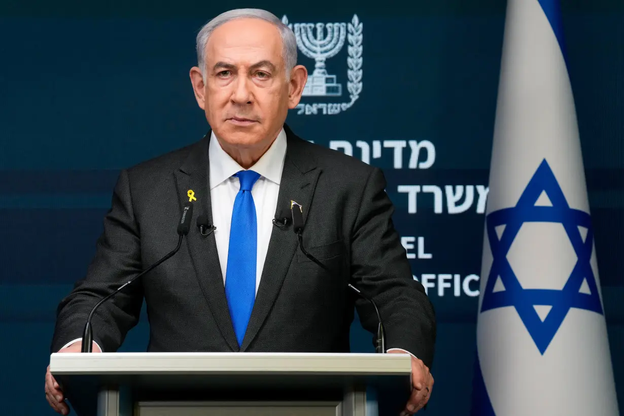 Israeli PM Netanyahu speaks during a news conference in Jerusalem