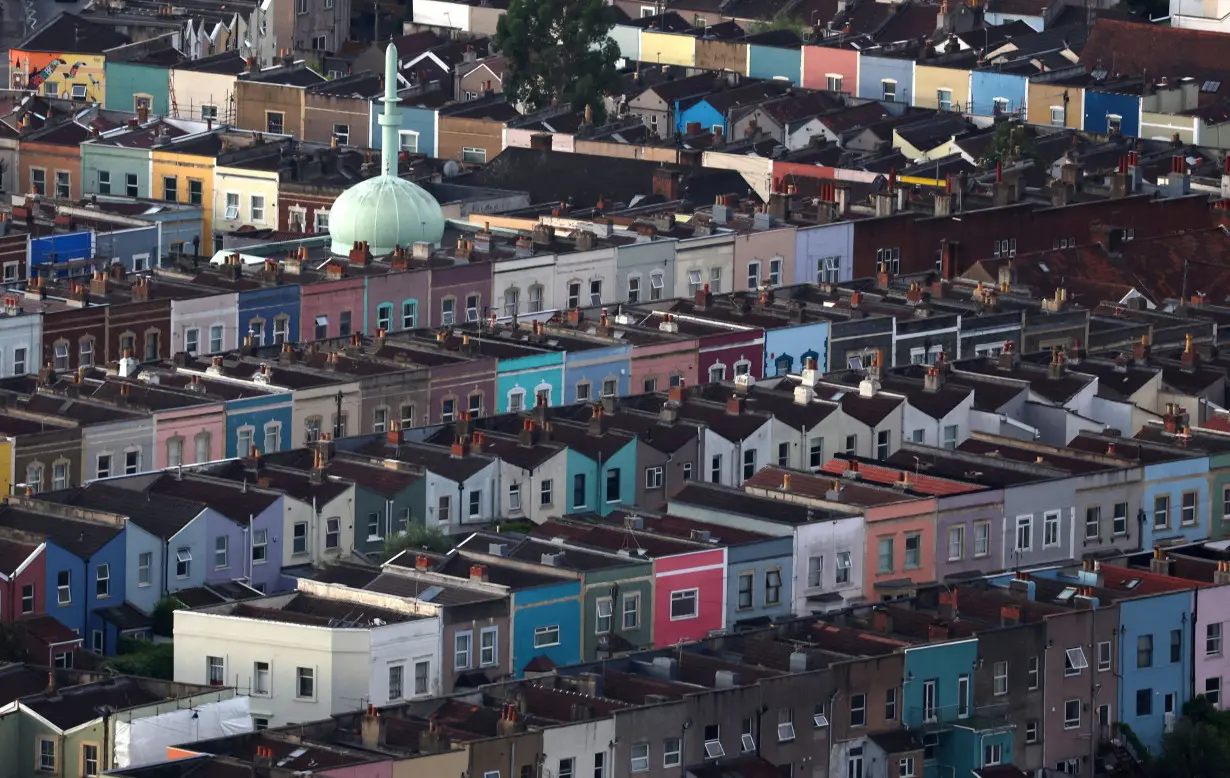 FILE PHOTO: Painted rows of houses are seen in Bristol