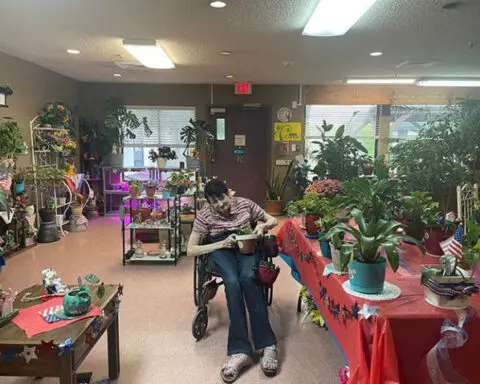 Woman at local care center brings happiness to residents with her inside garden