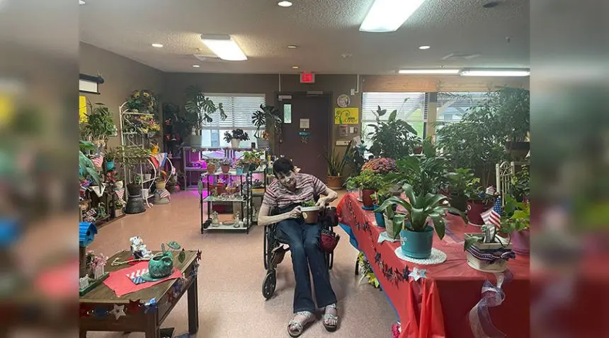 Woman at local care center brings happiness to residents with her inside garden