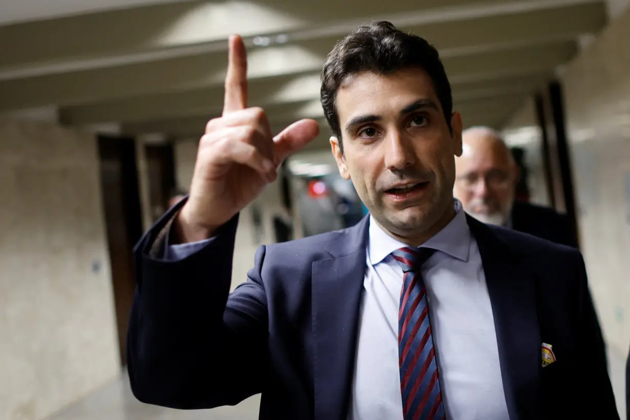 Galipolo, Brazil's central bank monetary policy director, gestures at the National Congress in Brasilia