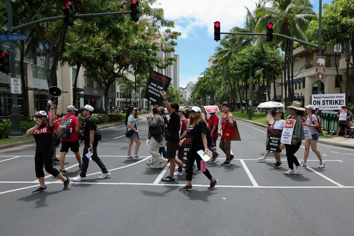 Hotel workers represented by the Unite Here union begin a multi-day strike in Honolulu