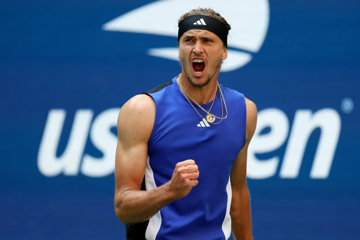 Alexander Zverev celebrates during the match.