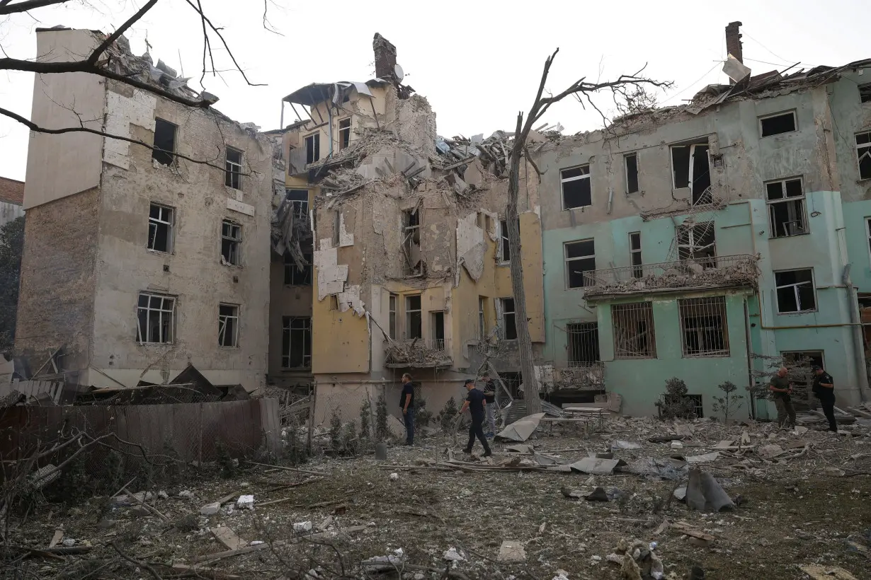 Aftermath of a Russian drone and missile attack in Lviv