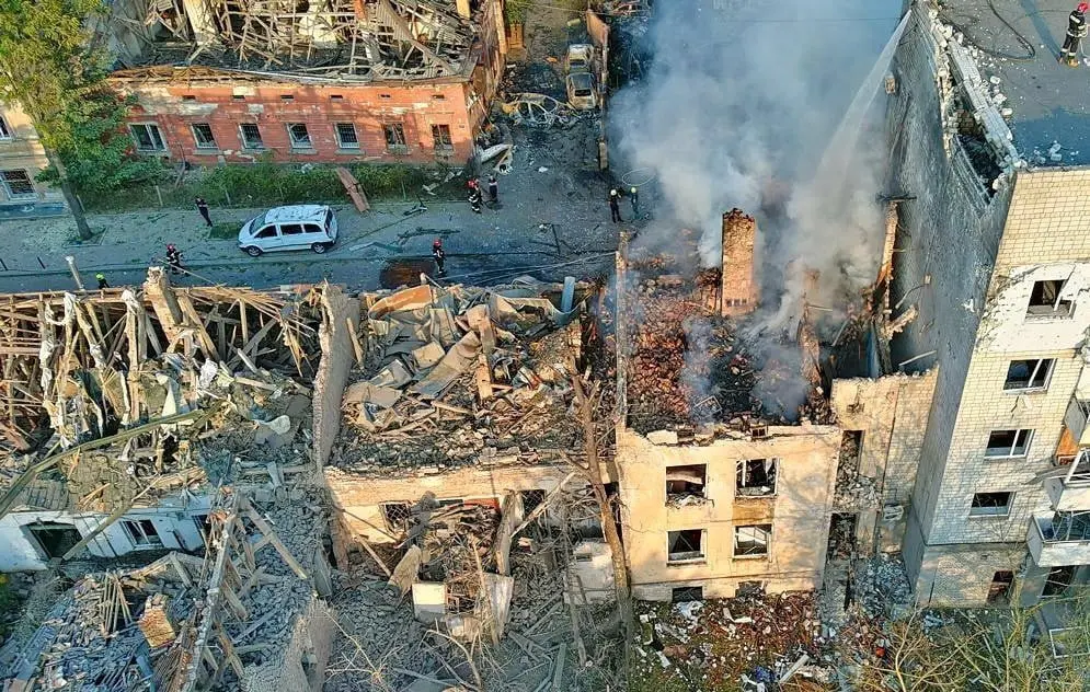 Aftermath of a Russian drone and missile attack in Lviv