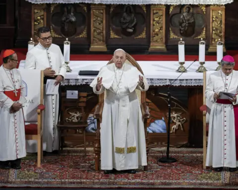 The pope urges Indonesia to live up to its promise of 'harmony in diversity'