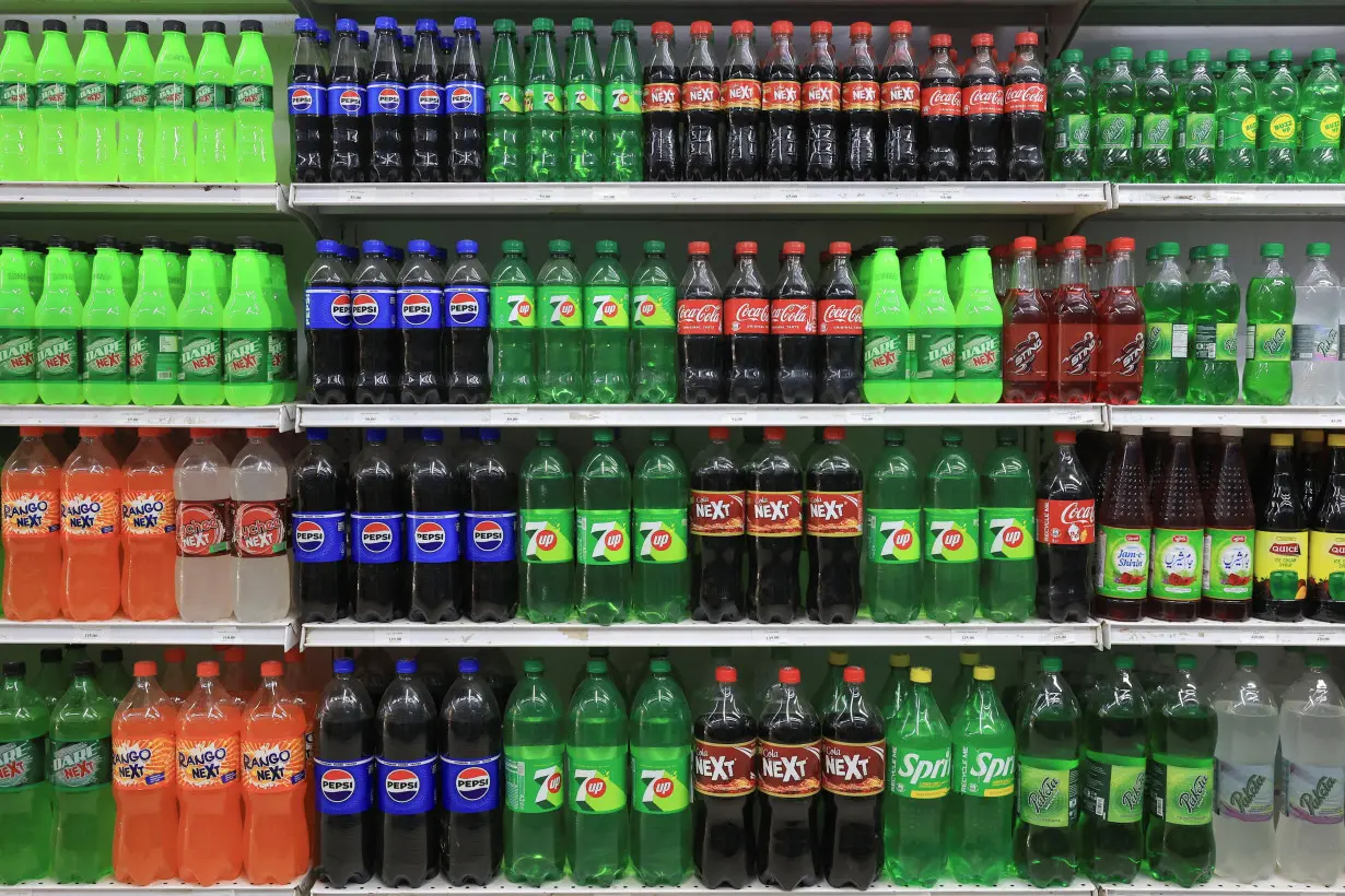 Soft drinks on display at a shopping mall in Karachi