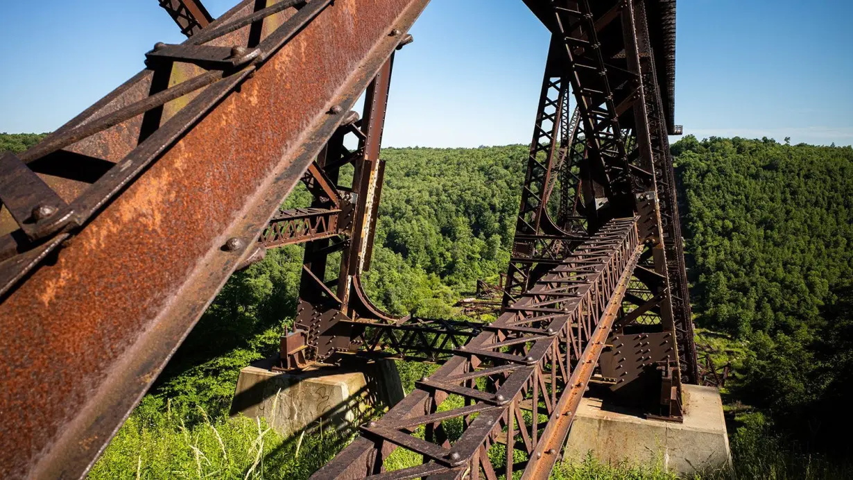 Bridge ruins are part of Pennsylvania's Kinzua Bridge State Park.