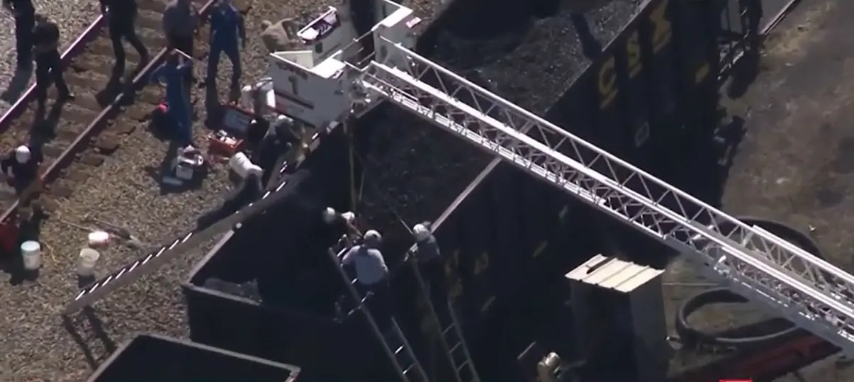 Worker rescued from coal-filled train car in Bridgewater, Massachusetts