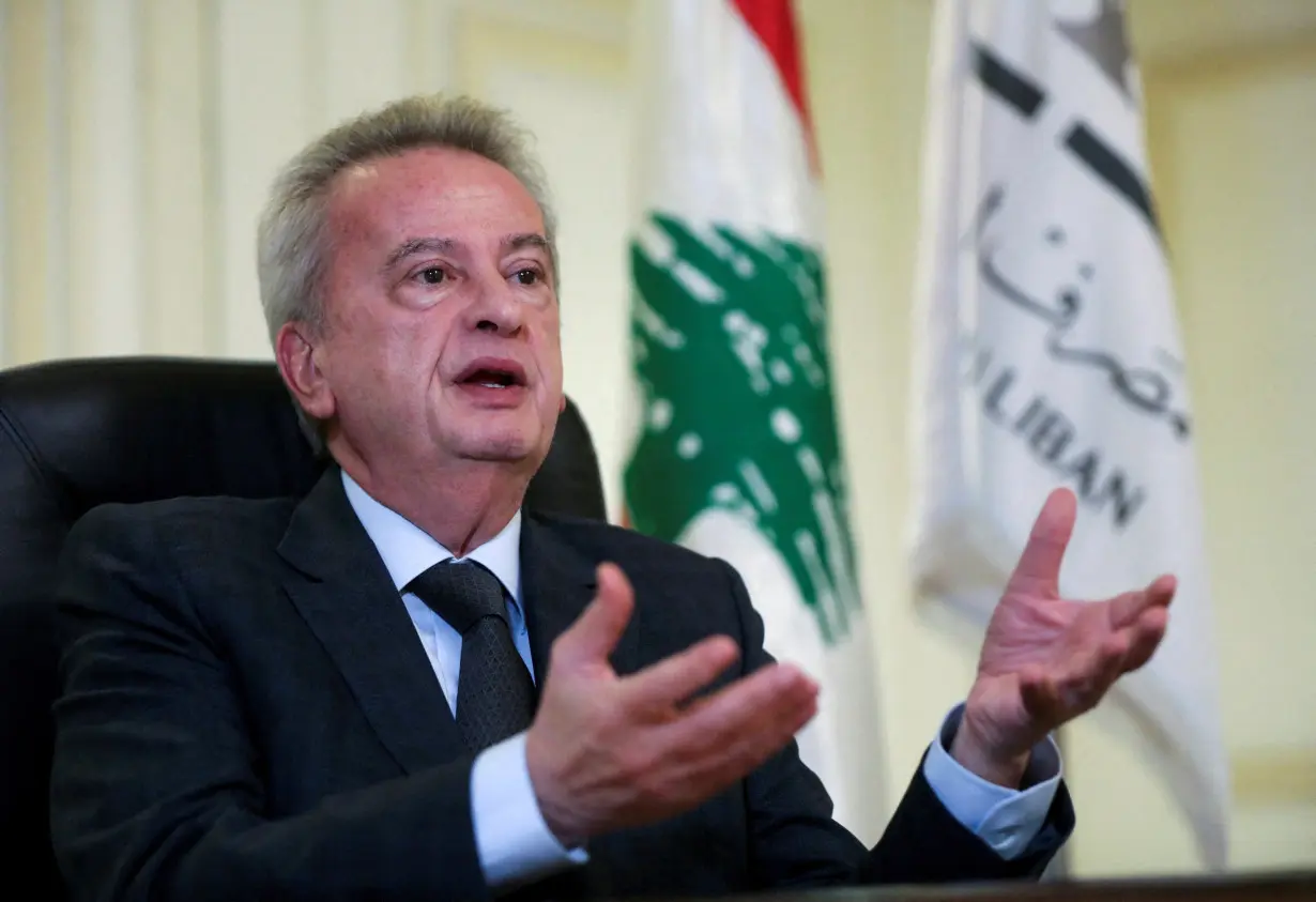 FILE PHOTO: Lebanon's Central Bank Governor Riad Salameh speaks during an interview in Beirut