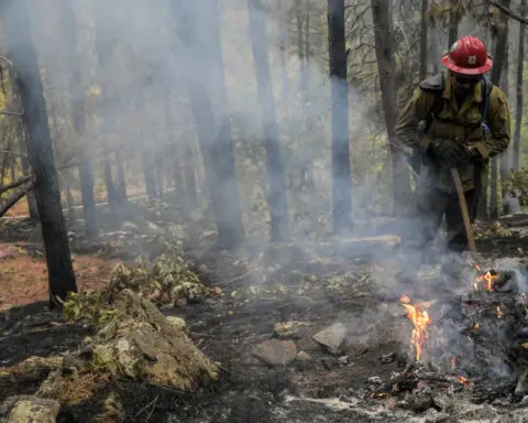 Crews slow progress of Sierra wildfire, but evacuations orders remain