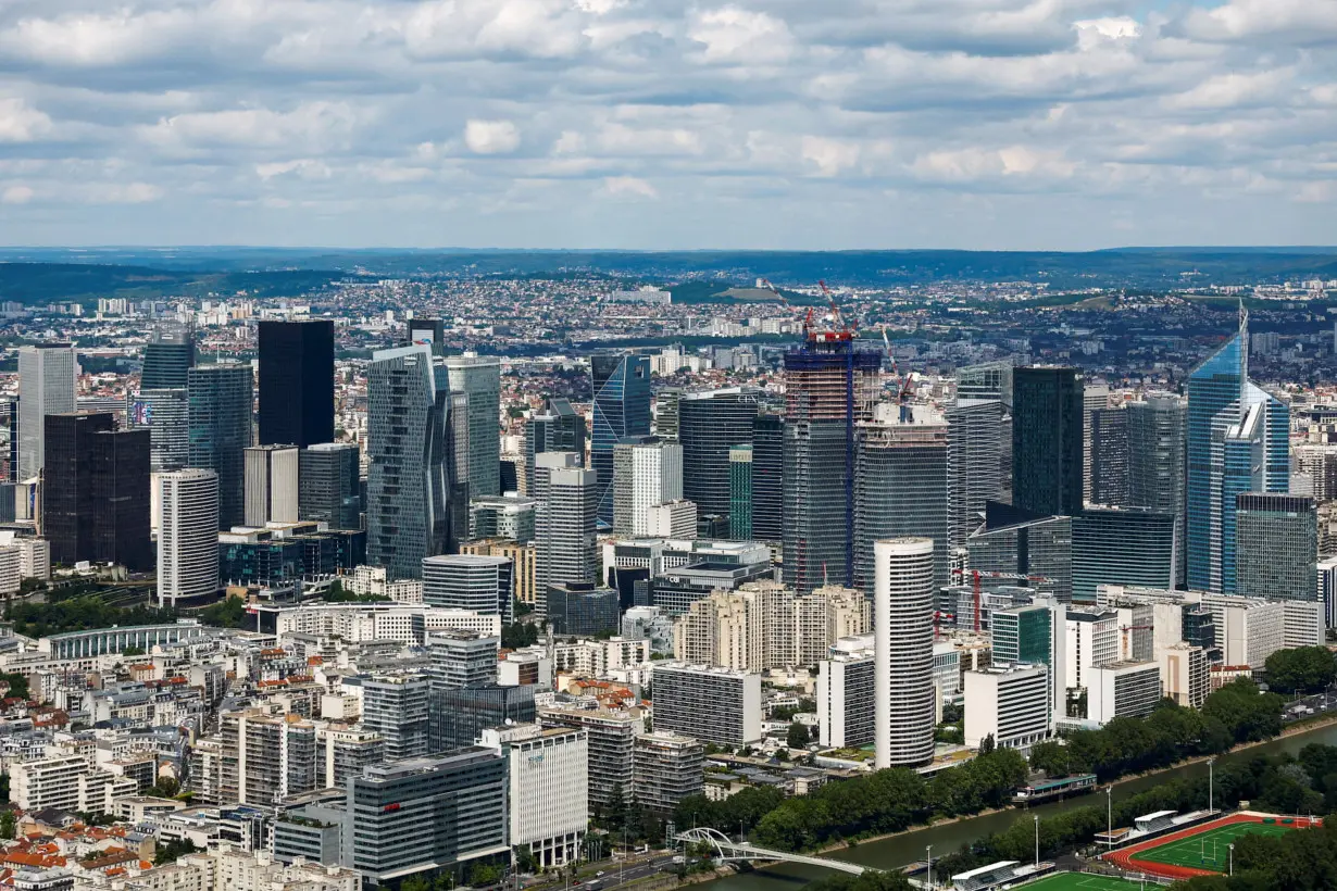 Aerial view of the financial and business district of La Defense